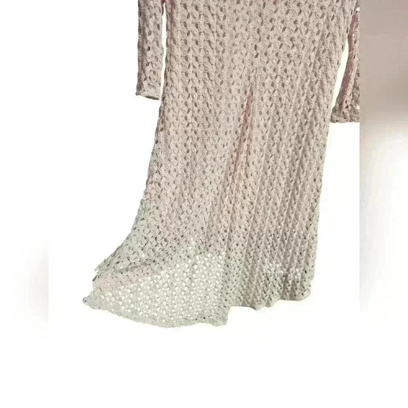 AUW Full Crochet Light Pink Lined Dress Dainty Boho High Low Hem Womens XL - Picture 4 of 13